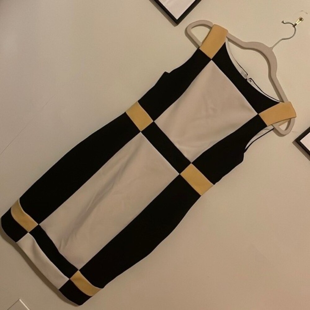 Maggy London Colorblock Dress sz 8 Yellow Black Sleeveless